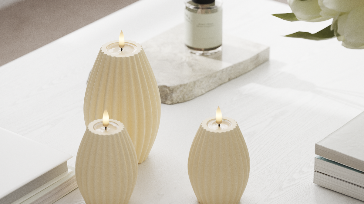 Practical timer function to your LED Ribbed candle