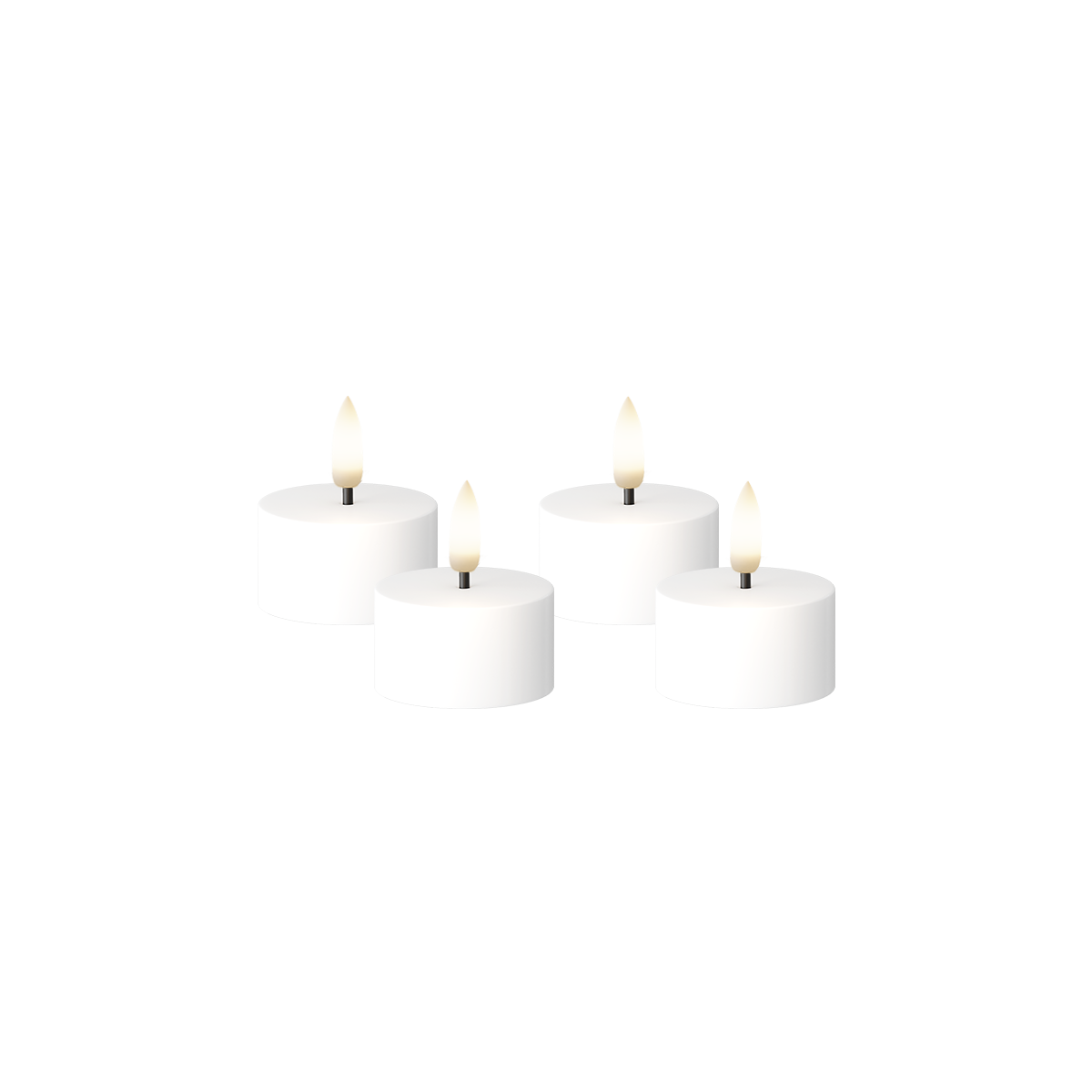 LED Mini Tealight candle Flat Top 4 pcs, Ø 3.8 x 2 cm White