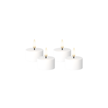LED Mini Tealight candle Flat Top 4 pcs, Ø 3.8 x 2 cm White