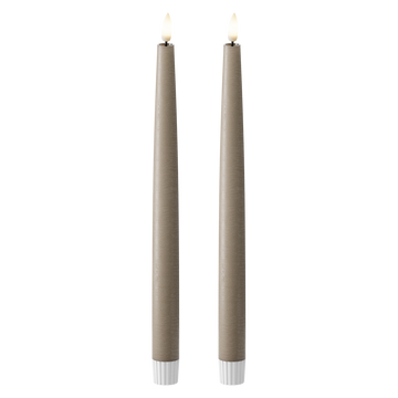 LED Dinner candle 2 pcs., Ø 2.2 x 29 cm Mocha