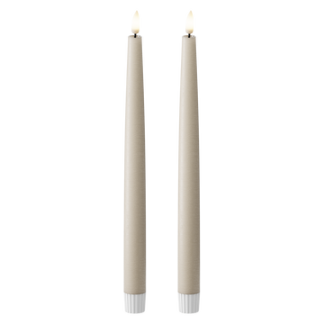 LED Dinner candle 2 pcs., Ø 2.2 x 29 cm Sand