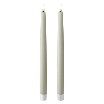LED Dinner candle 2 pcs, Ø 2.2 x 29 cm Sage green