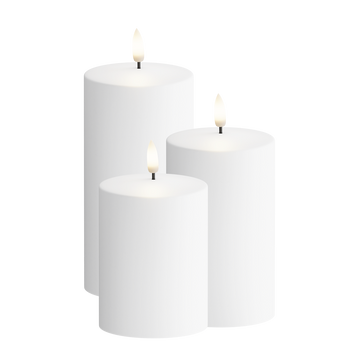 Solar cell LED Outdoors Pillar candle Pack of 3, Ø 7.5 x 10/12.5/15 cm White