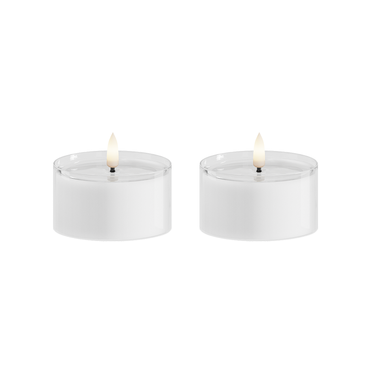LED Tealight candle in Glass 2 pcs., Ø 7.5 x 4.3 cm White