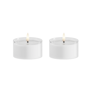 LED Tealight candle in Glass 2 pcs., Ø 7.5 x 4.3 cm White