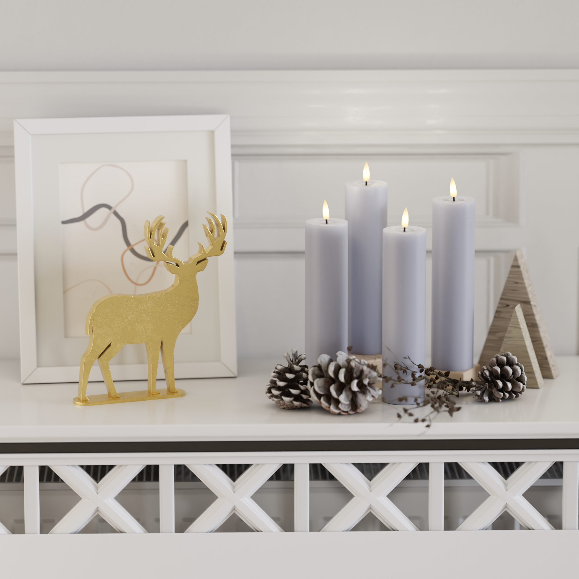 Deluxe Homeart Balíček LED blokových světel - Zaprášená modrá - 5 x 12,5 + 15 + 20 2