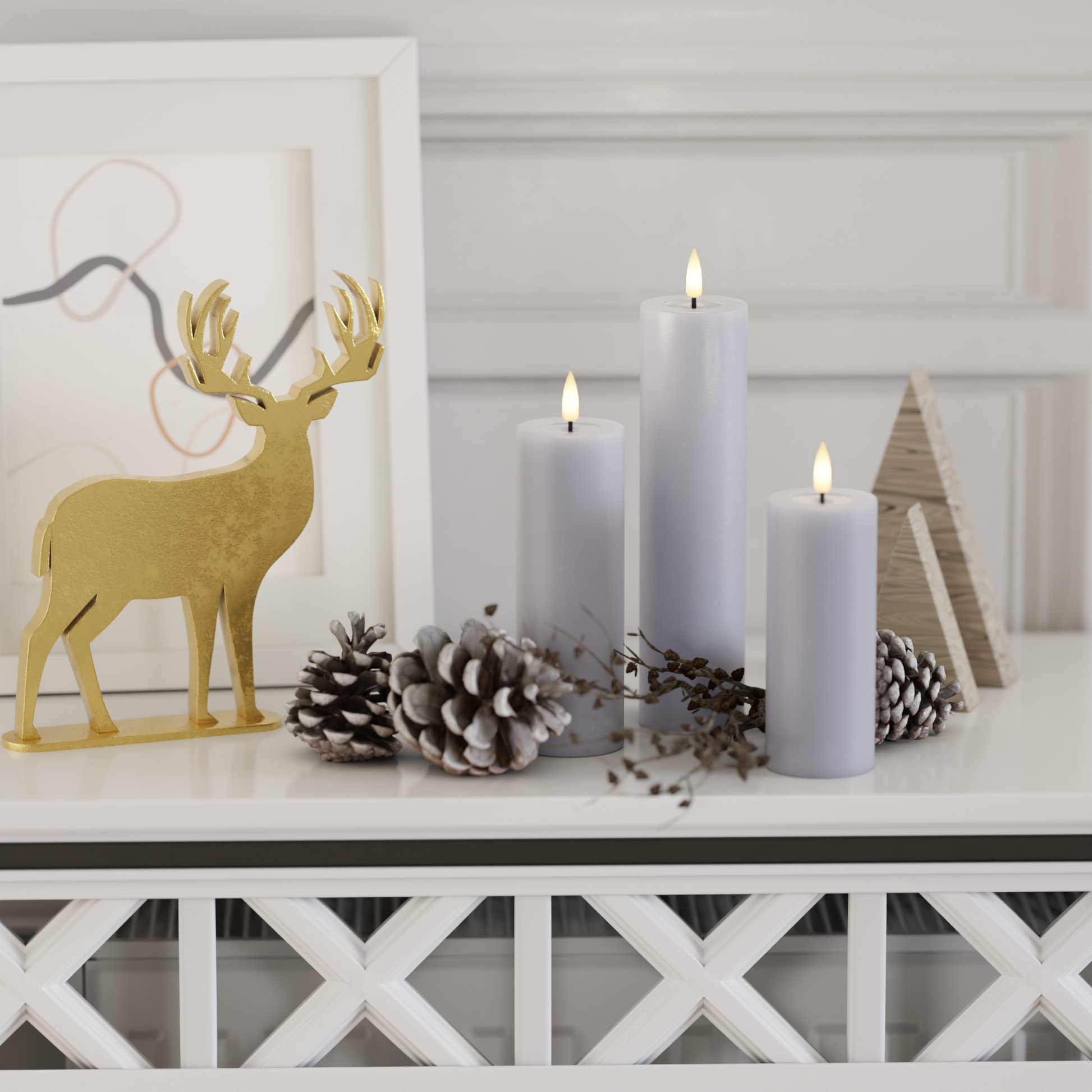 Deluxe Homeart Balíček LED blokových světel - Zaprášená modrá - 5 x 12,5 + 15 + 20 3