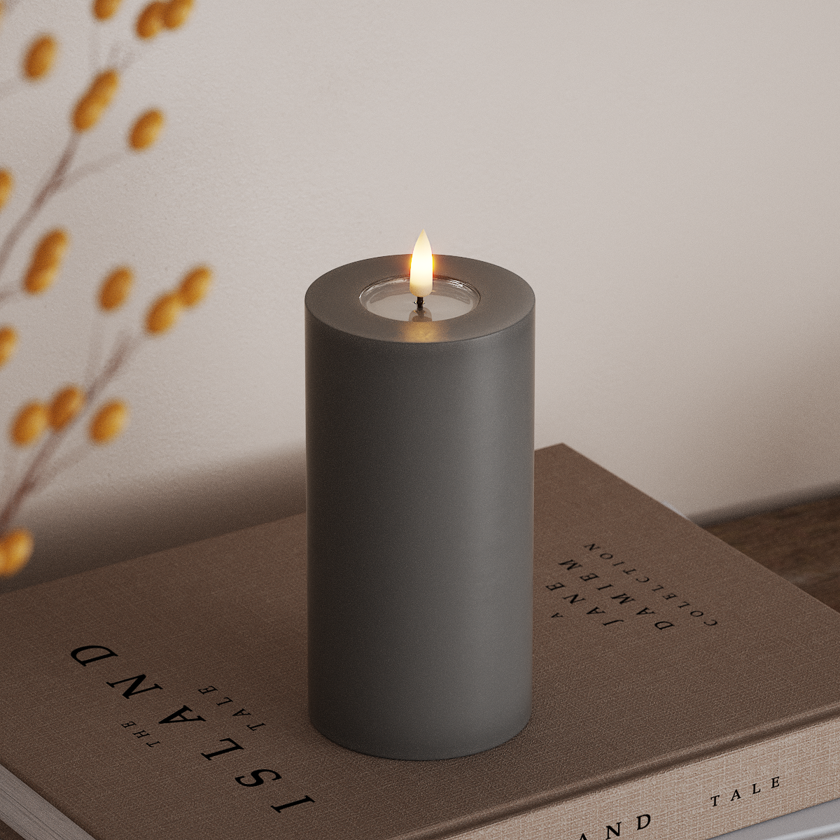 Deluxe Homeart LED Pillar candle Ø 7.5 x 15 cm Gray LED Pillar candle 3