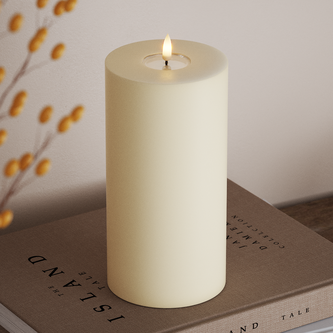 Deluxe Homeart LED Blockljus Ø 10 x 20 cm Kräm LED Blockljus 4