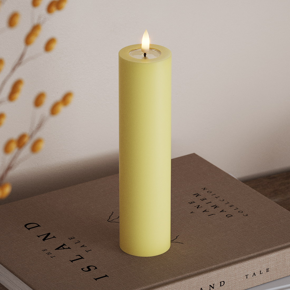 Deluxe Homeart LED Pillar candle Ø 5 x 20 cm Light Yellow LED Pillar candle 4