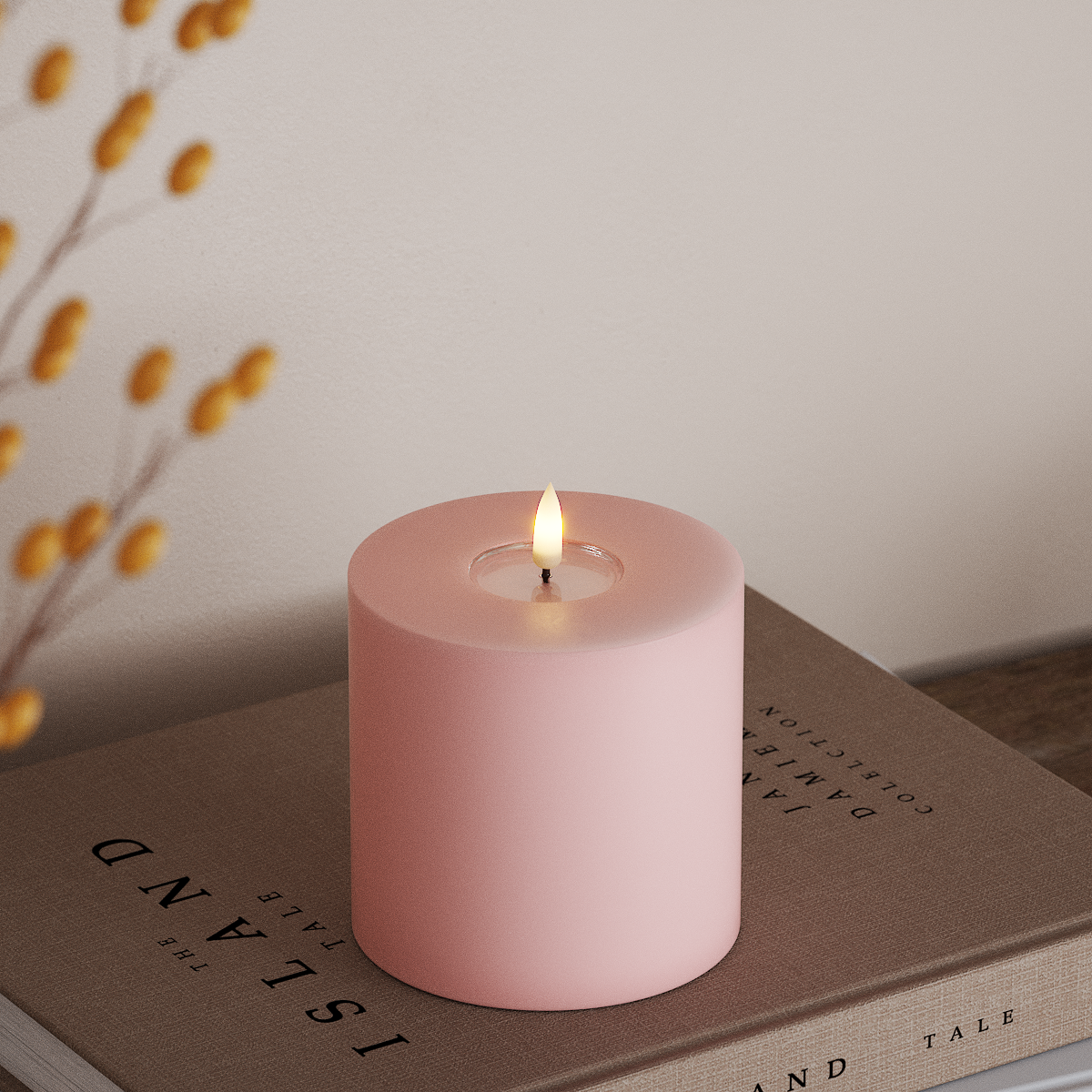 Deluxe Homeart LED Bloklys Ø 10 x 10 cm Lyserød LED bloklys 3