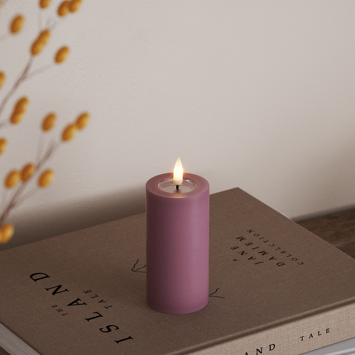 Deluxe Homeart LED Pillar candle Ø 5 x 10 cm Light Purple LED Pillar candle 3