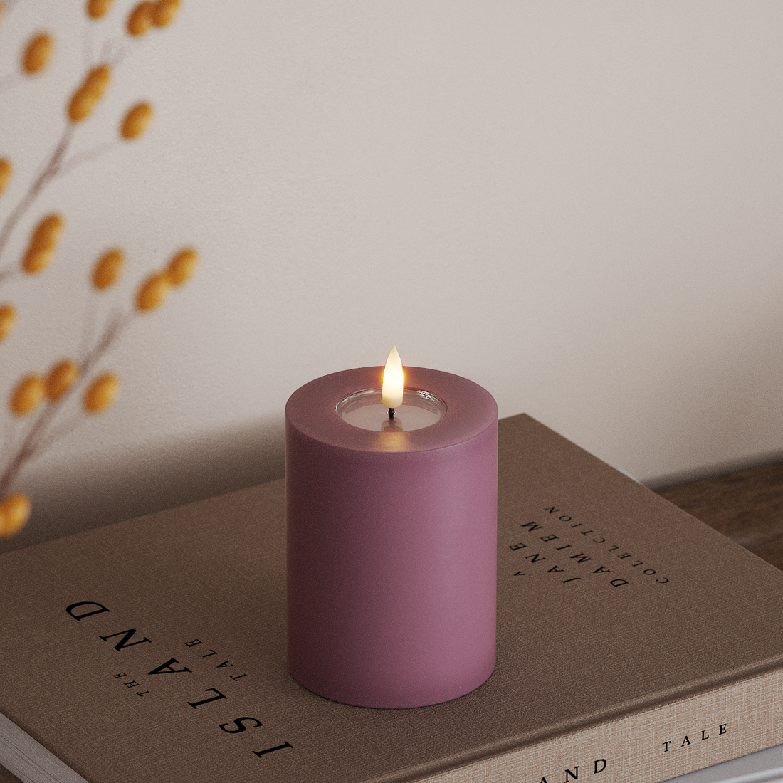 Deluxe Homeart LED Pillar candle Ø 7.5 x 10 cm Light Purple LED Pillar candle 4