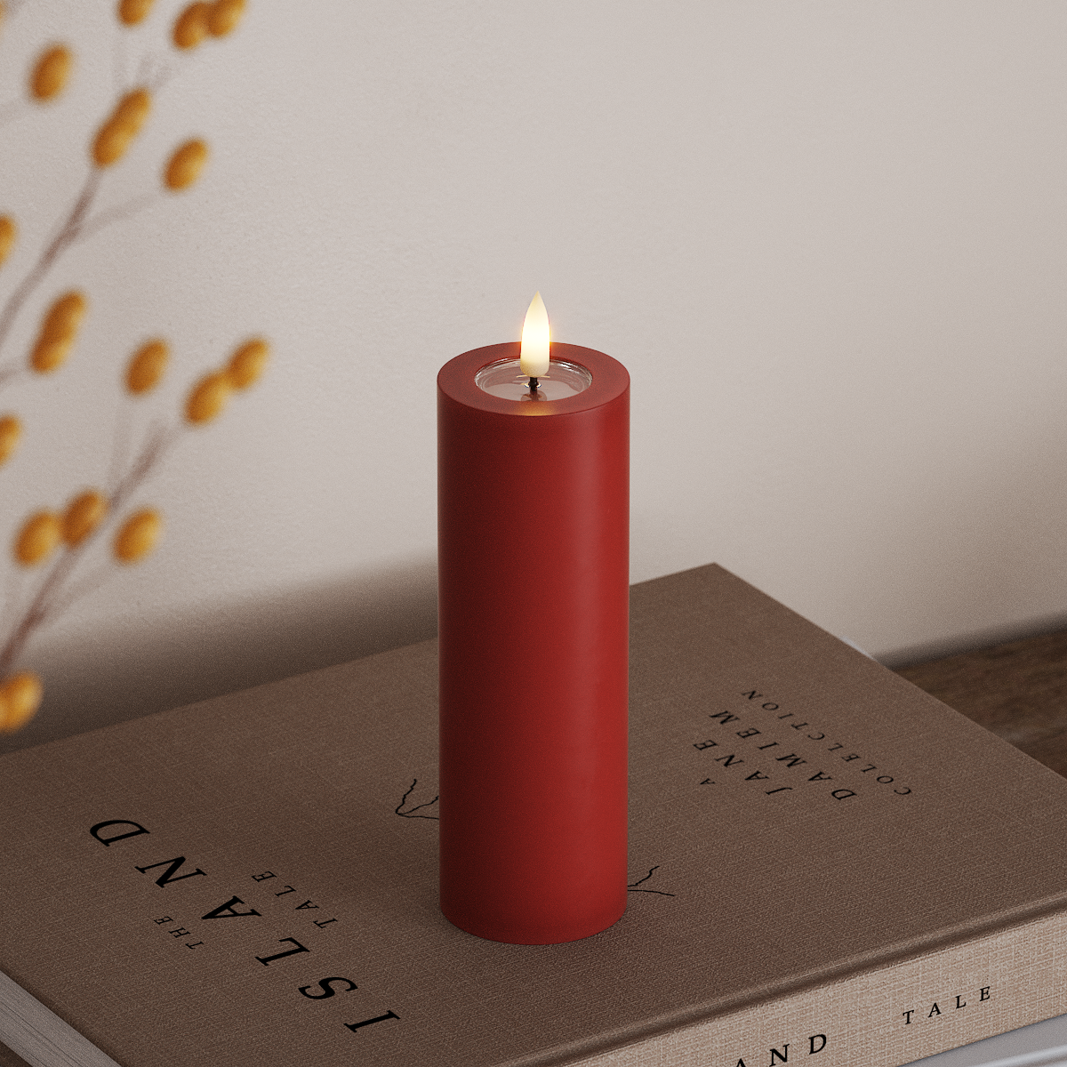 Deluxe Homeart Φωτιστικό μπλοκ LED Ø 5 x 15 cm Κόκκινο Φως μπλοκ LED 3