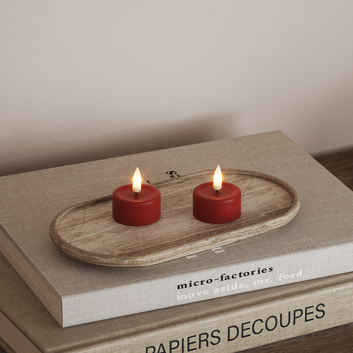 Deluxe Homeart LED-teeküünal 2 tk. Punane LED-teeküünal 3