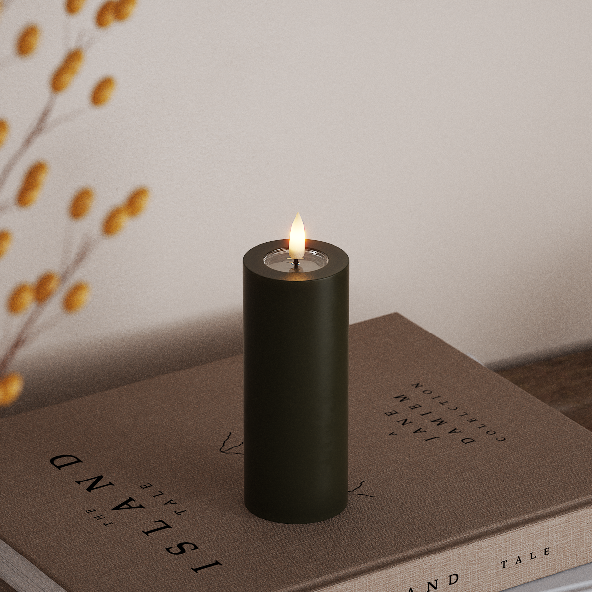 Deluxe Homeart LED Pillar candle Ø 5 x 12.5 cm Dark Green LED Pillar candle 3