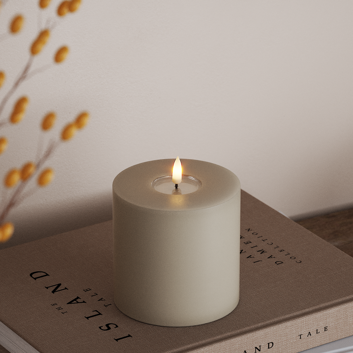 Deluxe Homeart LEDs Vela pilar Ø 10 x 10 cm Areia LEDs Vela pilar 3