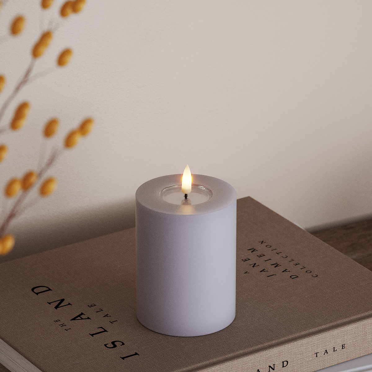 Deluxe Homeart Φωτιστικό μπλοκ LED Ø 7,5 x 10 cm Ξεθωριασμένο μπλε Φως μπλοκ LED 3