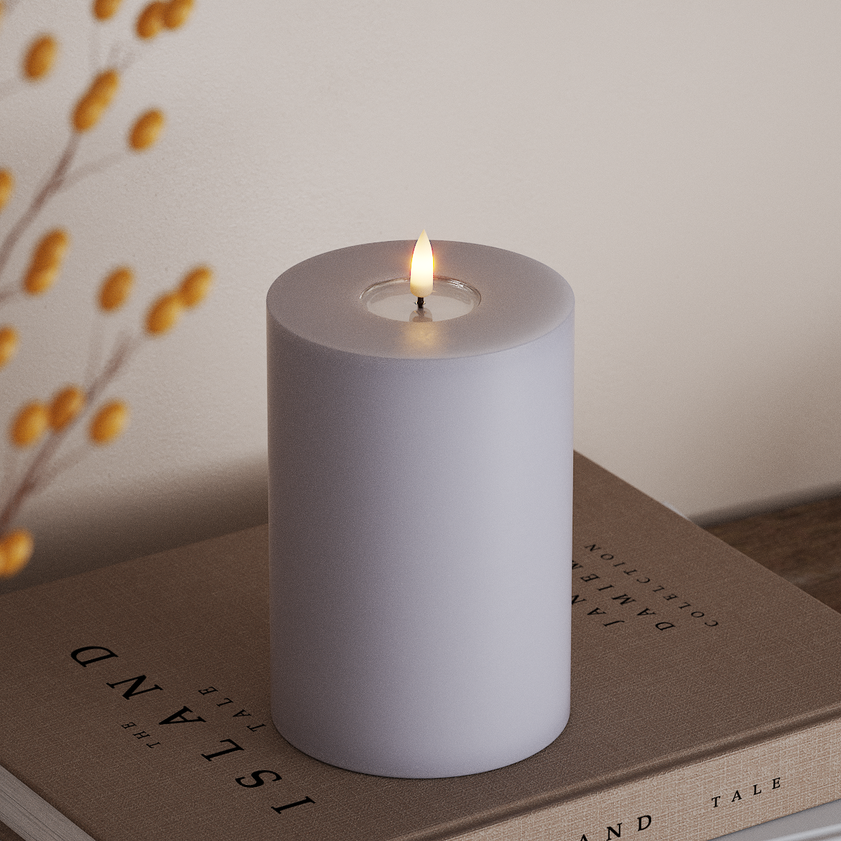 Deluxe Homeart LED Bloklys Ø 10 x 15 cm Støvet blå LED bloklys 3