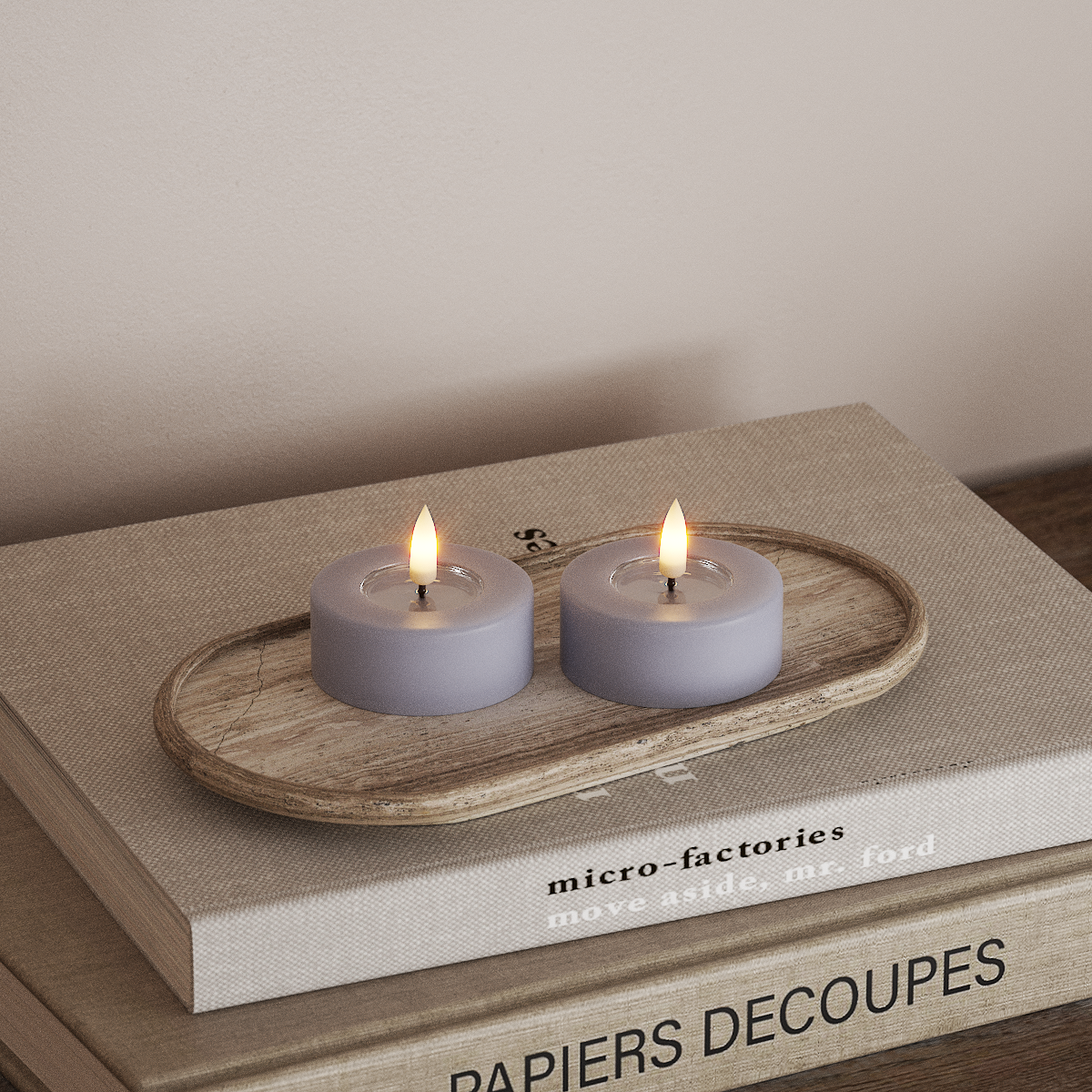 Deluxe Homeart LED Jumbo Tealight candle 2 pieces Large Dusty Blue LED jumbo Tealight candle 3