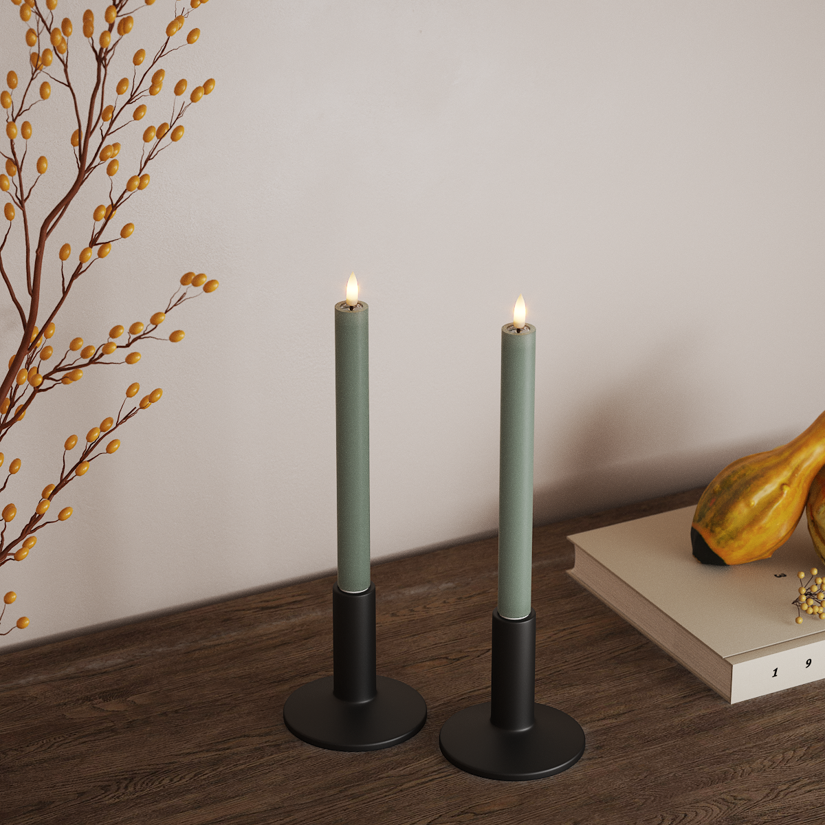 Deluxe Homeart LED φωτιστικό κορώνας 2 τμχ, Ø 2 x 24 cm Φασκόμηλο πράσινο Φως κορώνας LED 3