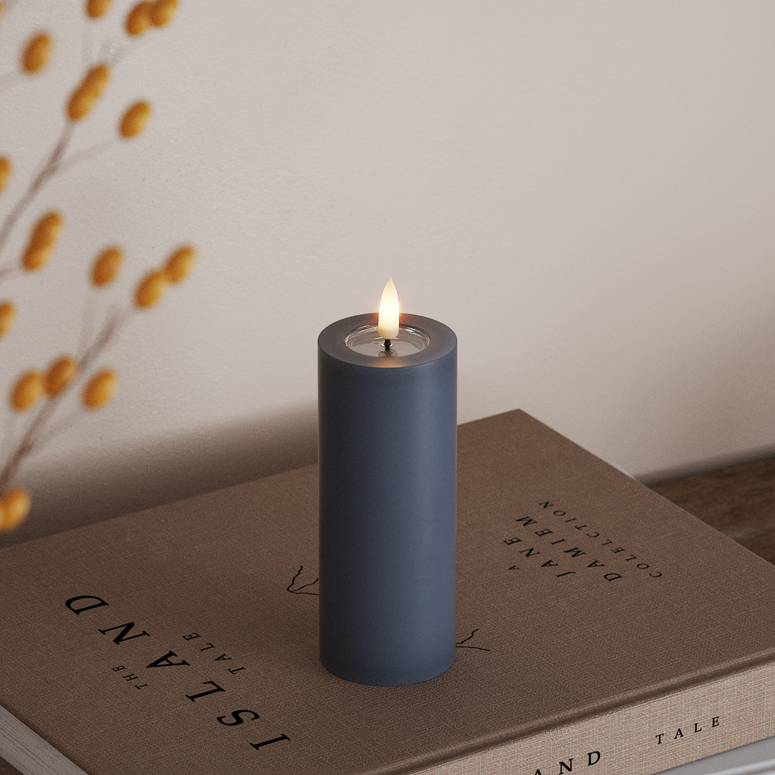 Deluxe Homeart LED Blockljus Ø 5 x 12,5 cm Isblå LED Blockljus 4