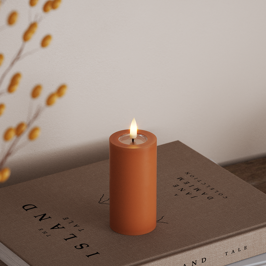 Deluxe Homeart LED blokové světlo Ø 5 x 10 cm Oranžová LED blokové světlo 4