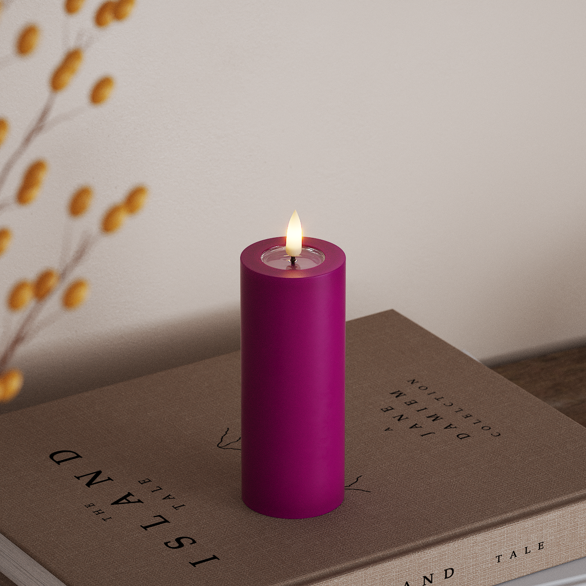 Deluxe Homeart LED Pillar candle Ø 5 x 12.5 cm Violet LED Pillar candle 3