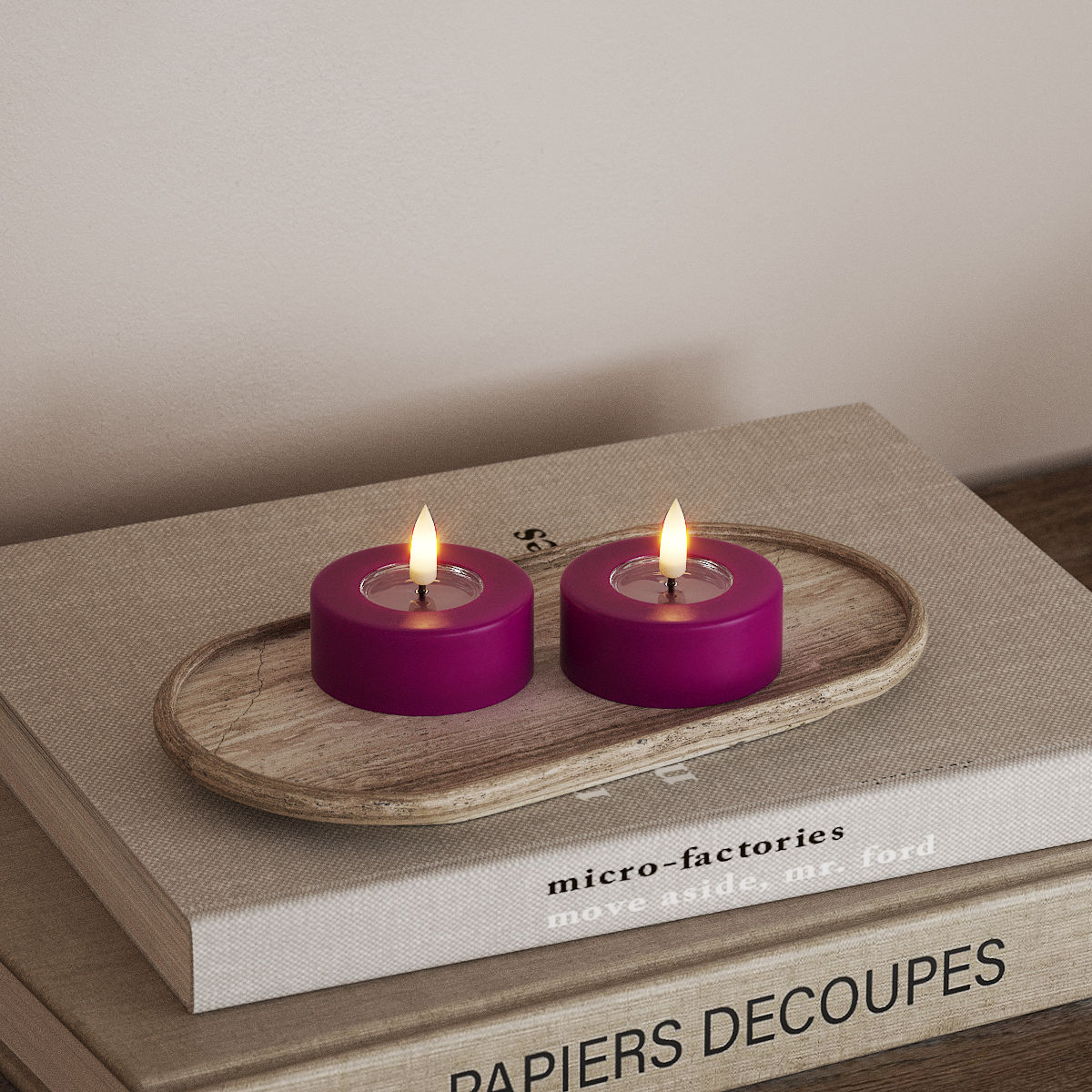 Deluxe Homeart LED Jumbo telys 2 stk. Stor Fiolett LED jumbo telys 3