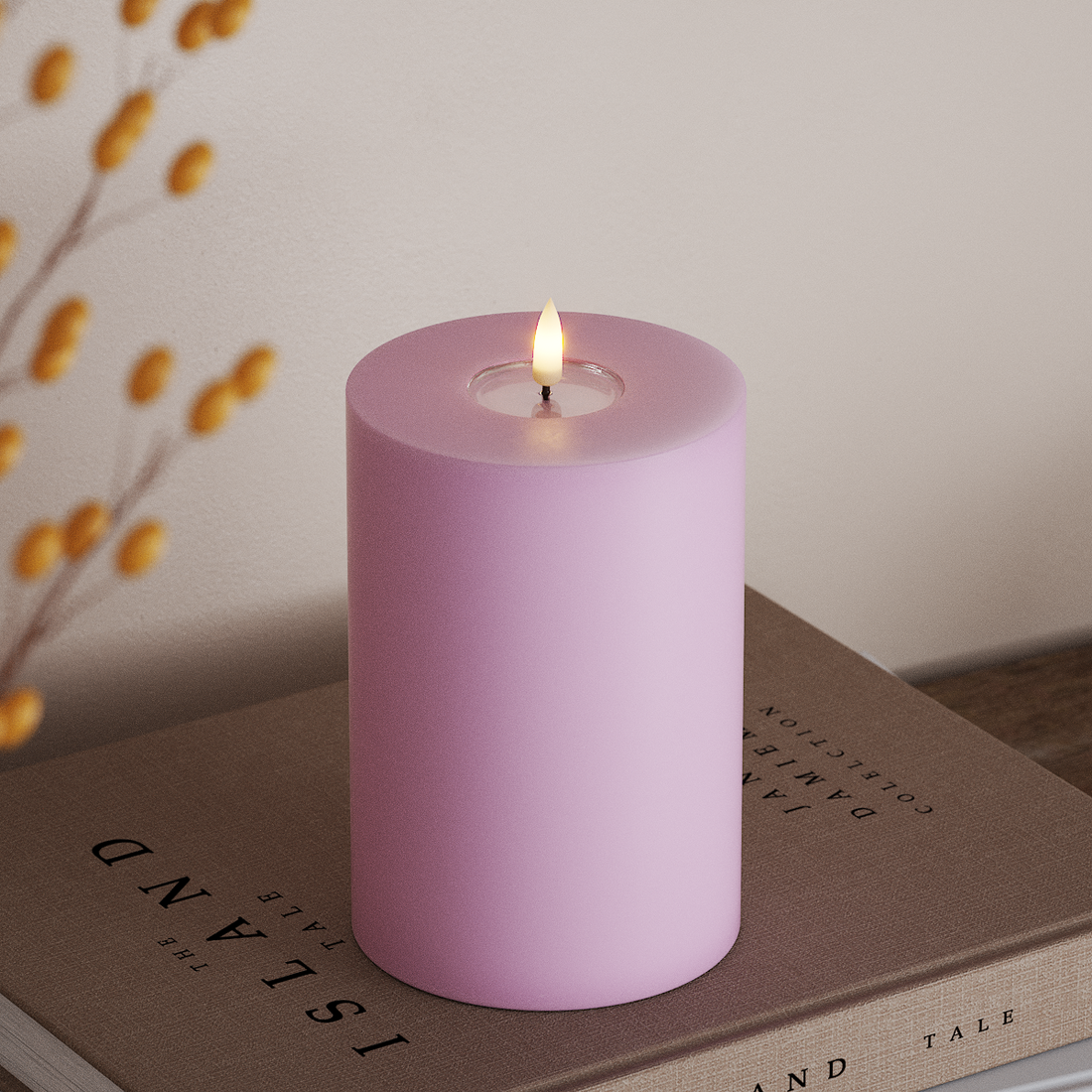 Deluxe Homeart LED Pillar candle Ø 10 x 15 cm Lavender LED Pillar candle 4