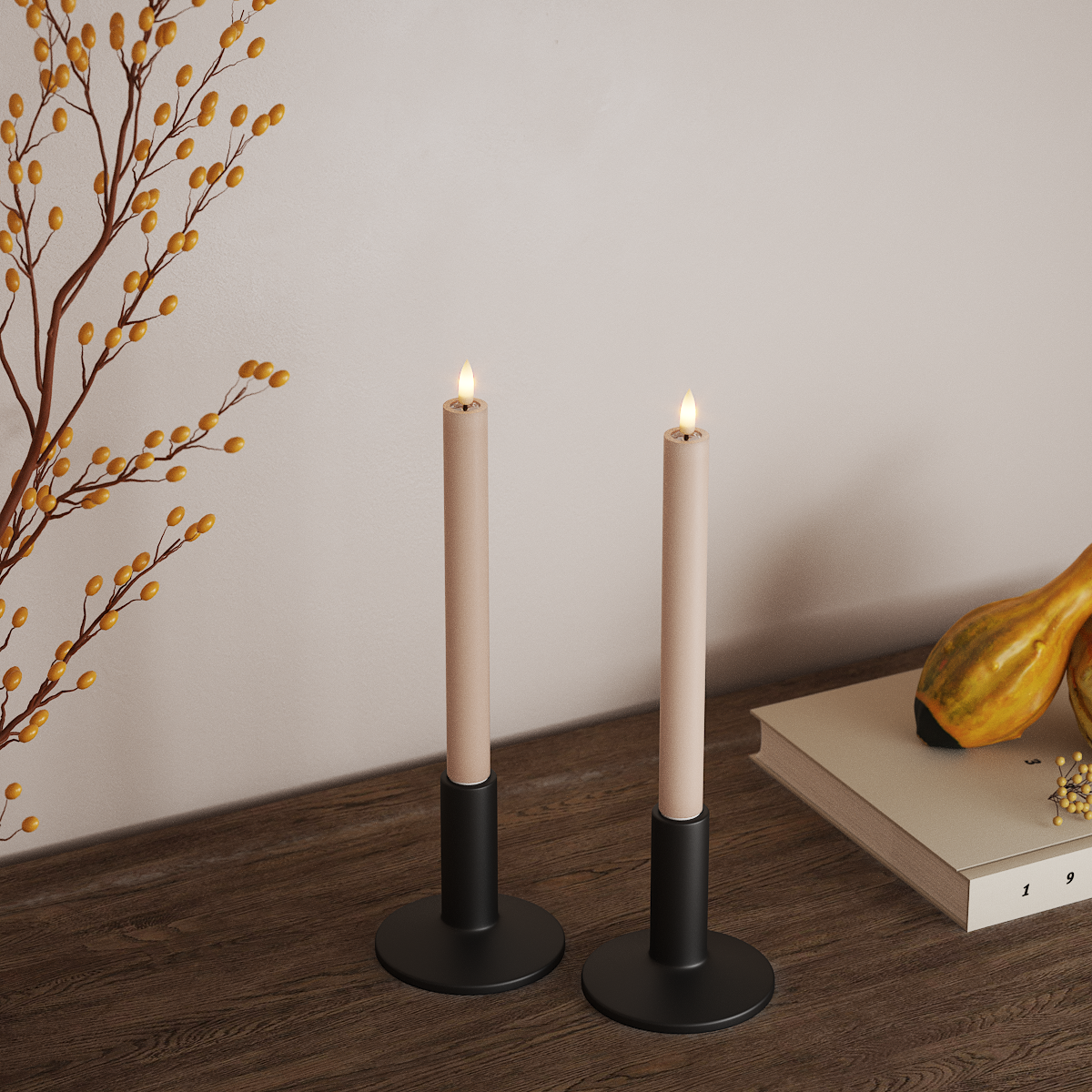 Deluxe Homeart LEDs Vela fina 2 peças, Ø 2 x 24 cm Rosa LEDs Vela fina 3