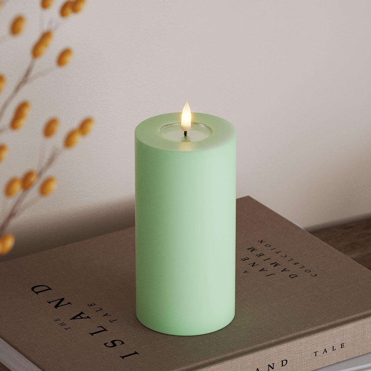 Deluxe Homeart LED Pillar candle Ø 7.5 x 15 cm Mint LED Pillar candle 3