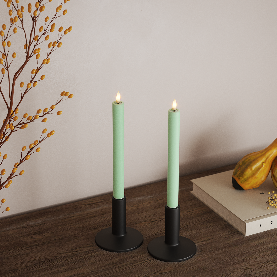 Deluxe Homeart LED Dinner candle 2 pieces, Ø 2 x 24 cm Mint LED Dinner candle 4