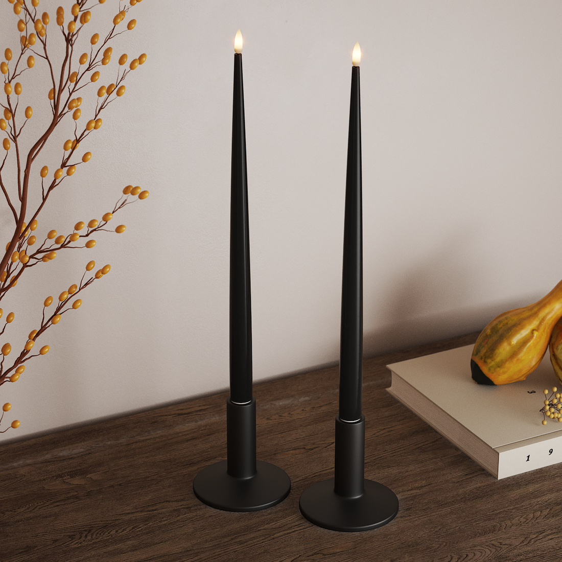 Deluxe Homeart LED Ljus Med Lack med Lack, 2 st 38 cm Svart LED Ljus Med Lack 4