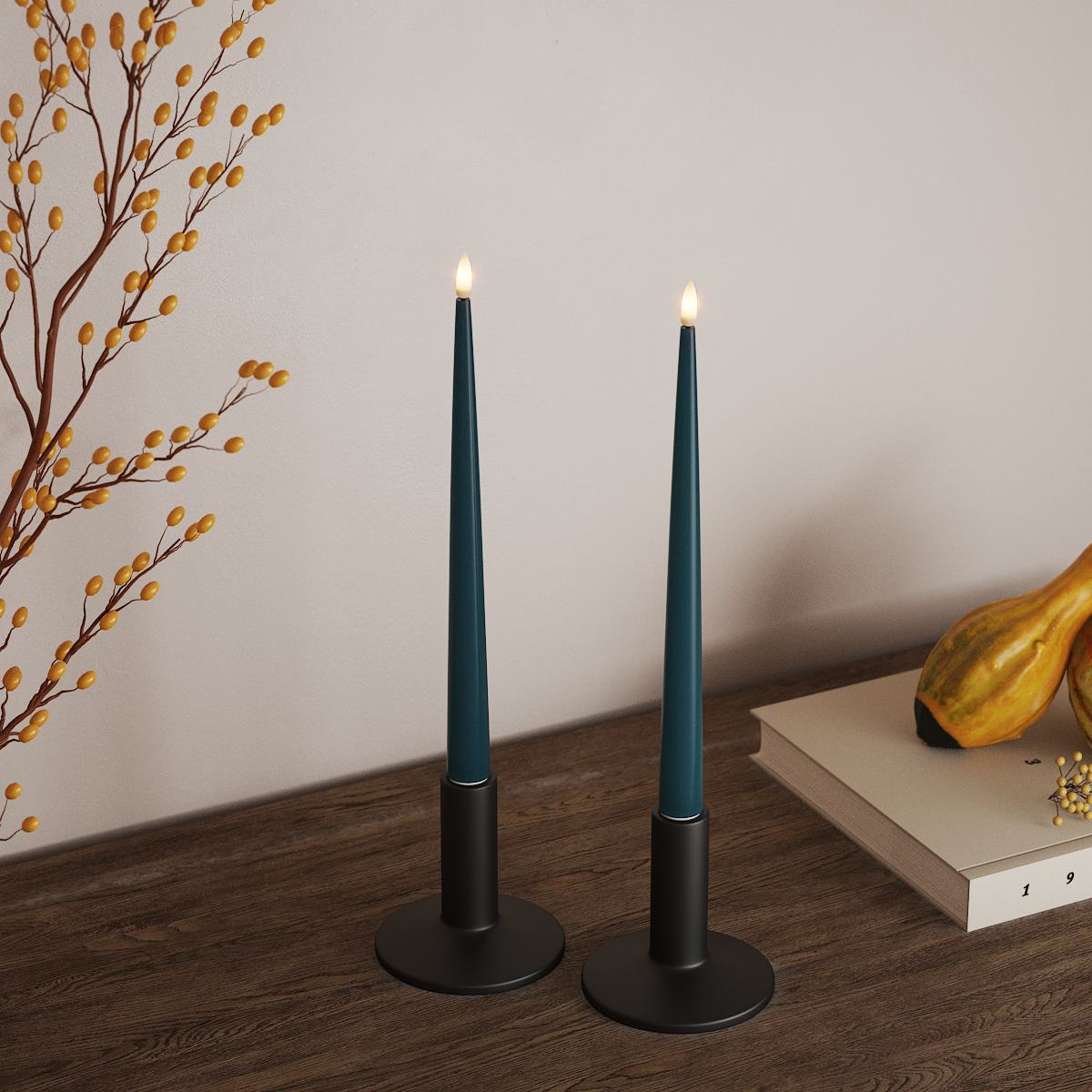 Deluxe Homeart LED Shiny Dinner candle with Lacquer, 2 pieces 28 cm Petroleum LED Shiny Dinner candle 3