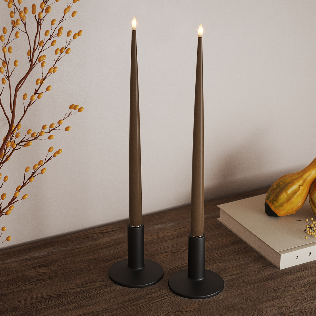 Deluxe Homeart LED Shiny Dinner candle with Lacquer, 2 pieces 38 cm Caramel LED Shiny Dinner candle 4