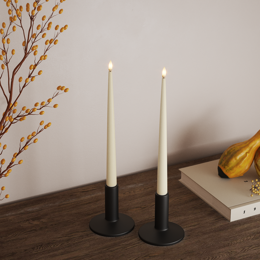 Deluxe Homeart LED Shiny Dinner candle with Lacquer, 2 pieces 28 cm Cream LED Shiny Dinner candle 4