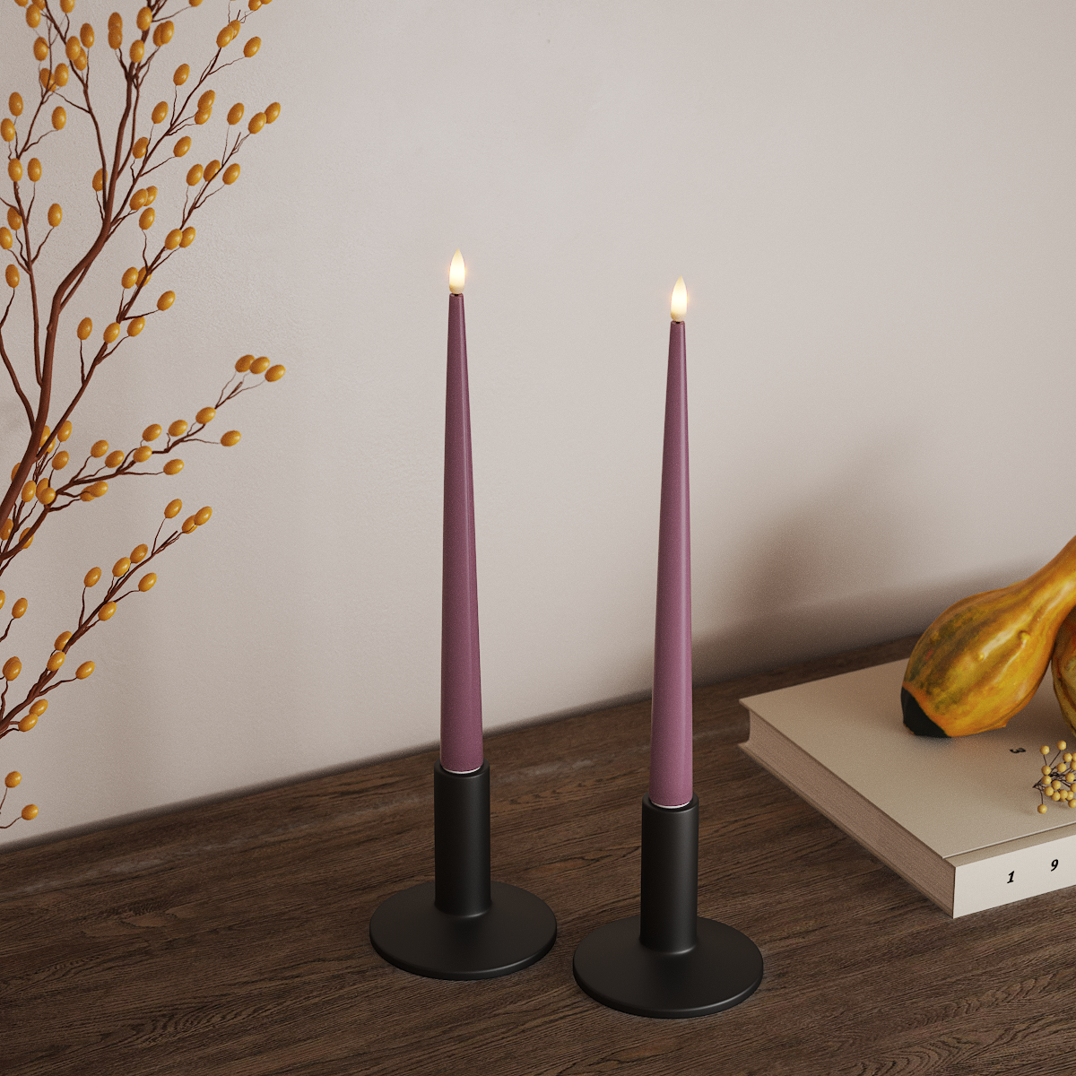 Deluxe Homeart LED Ljus Med Lack med Lack, 2 st 28 cm Ljuslila LED Ljus Med Lack 3