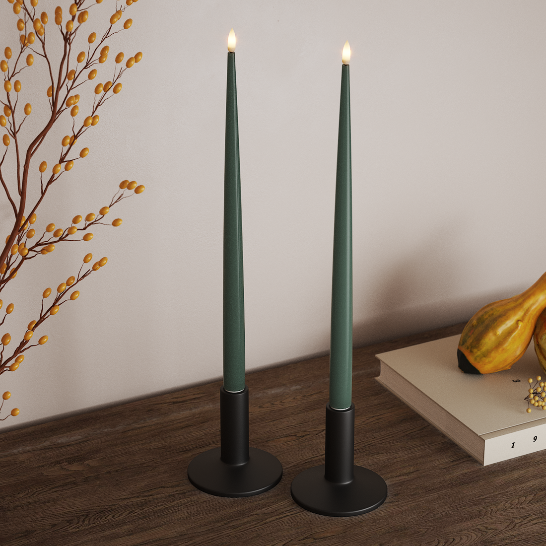 Deluxe Homeart LED Ljus Med Lack med Lack, 2 st 38 cm Jadegrön LED Ljus Med Lack 4