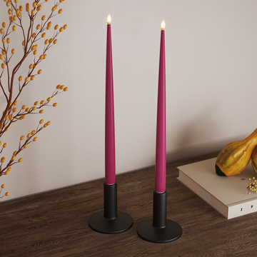 Deluxe Homeart LED Kertelys med Lak, 2 stk 38 cm Magenta LED kertelys 3