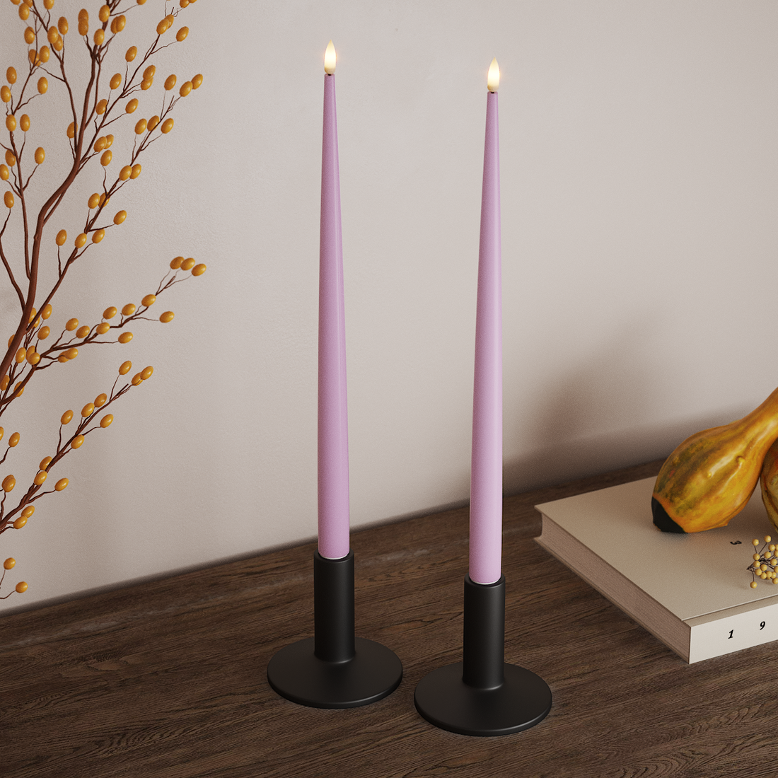 Deluxe Homeart LED Shiny Dinner candle with Lacquer, 2 pieces 38 cm Lavender LED Shiny Dinner candle 4