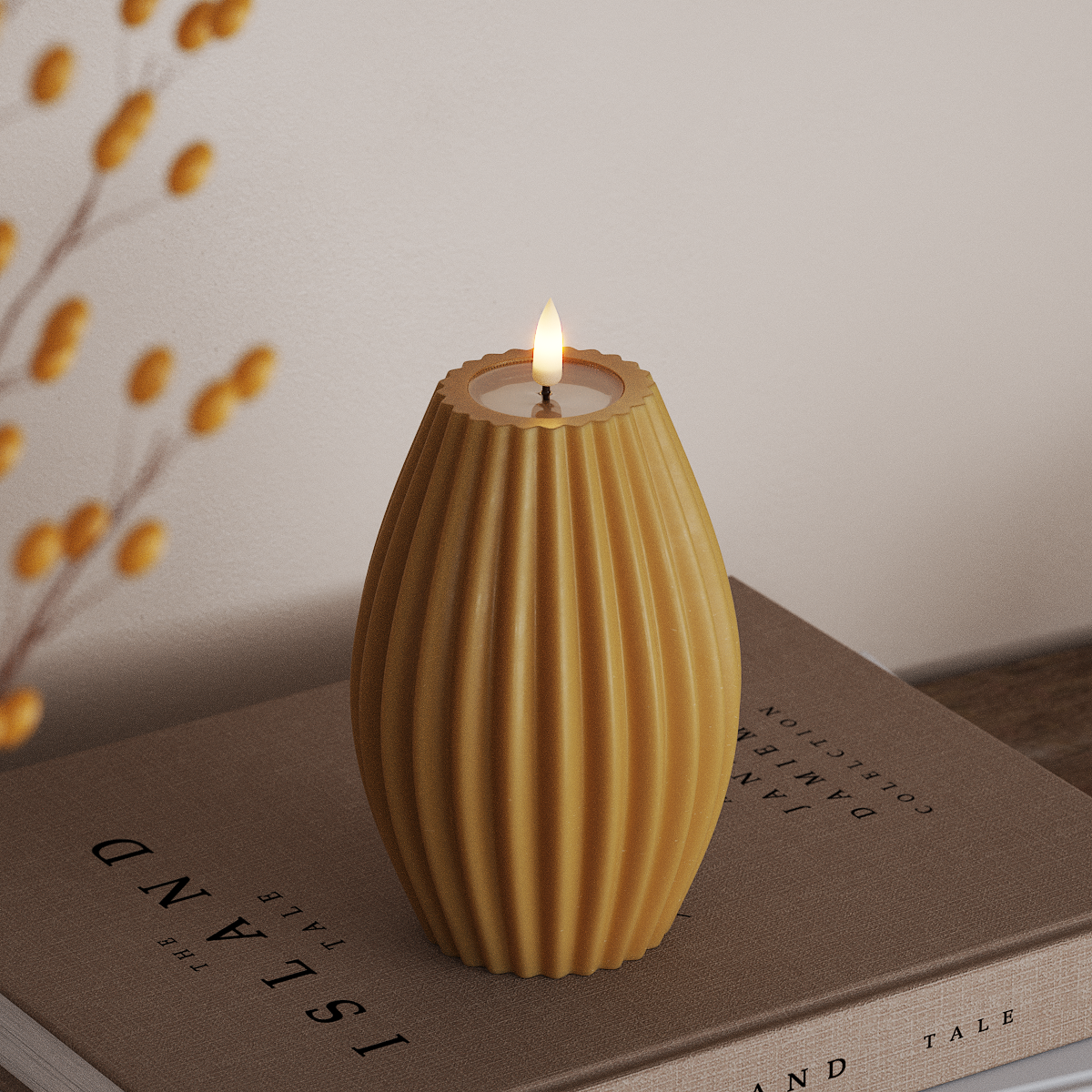 Deluxe Homeart LED Rillelys D 10 x H 15 cm Curry LED rillelys 3