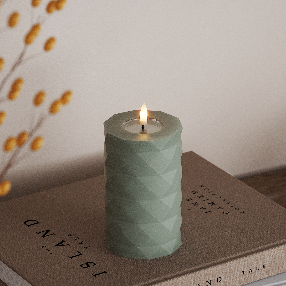 Deluxe Homeart Square LED blokové světlo Ø 7,5 x 12,5 cm Šalvějově zelená LED diody Square 3