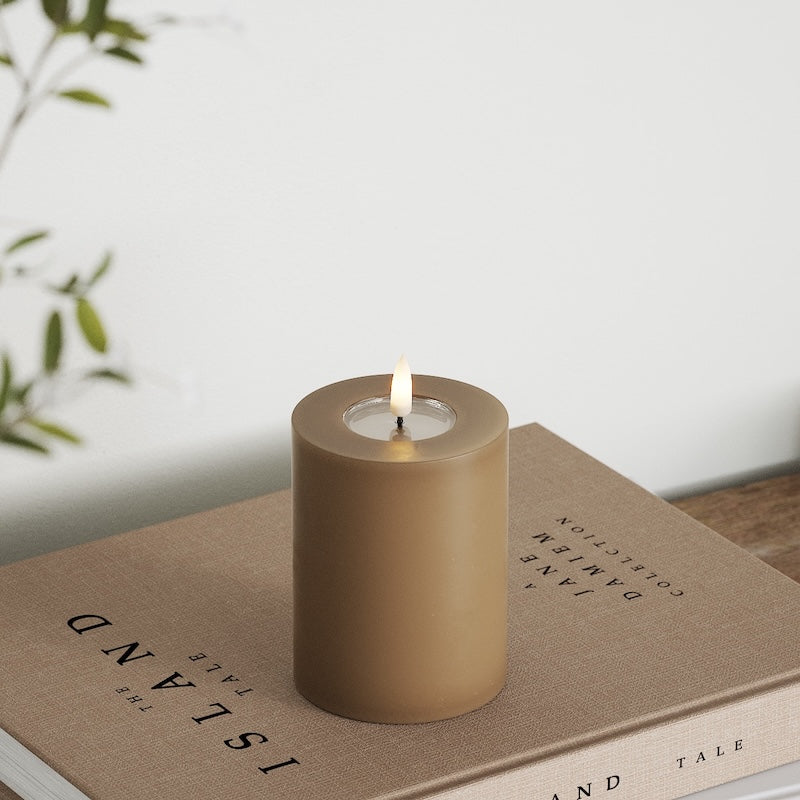 Deluxe Homeart LED Blokklys Ø 7,5 x 10 cm Karamell