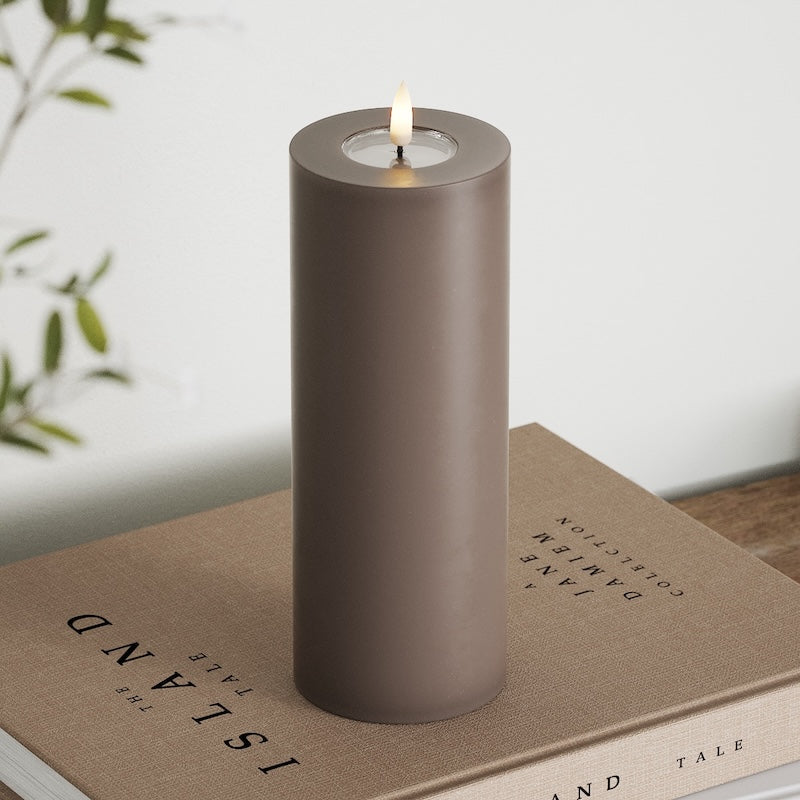 Deluxe Homeart LED Blokklys Ø 7,5 x 20 cm Mokka