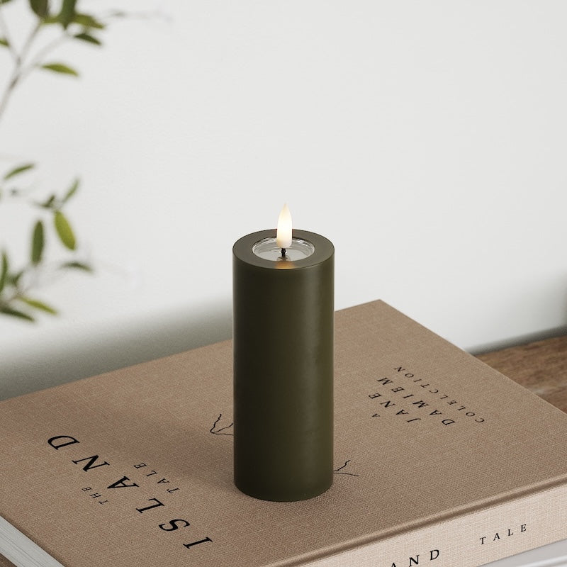 Deluxe Homeart LED Pillar candle Ø 5 x 12.5 cm Dark Green