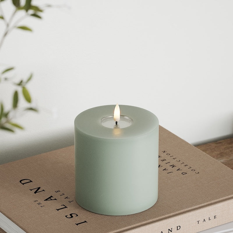 Deluxe Homeart LED Blockljus Ø 10 x 10 cm Salviagrön