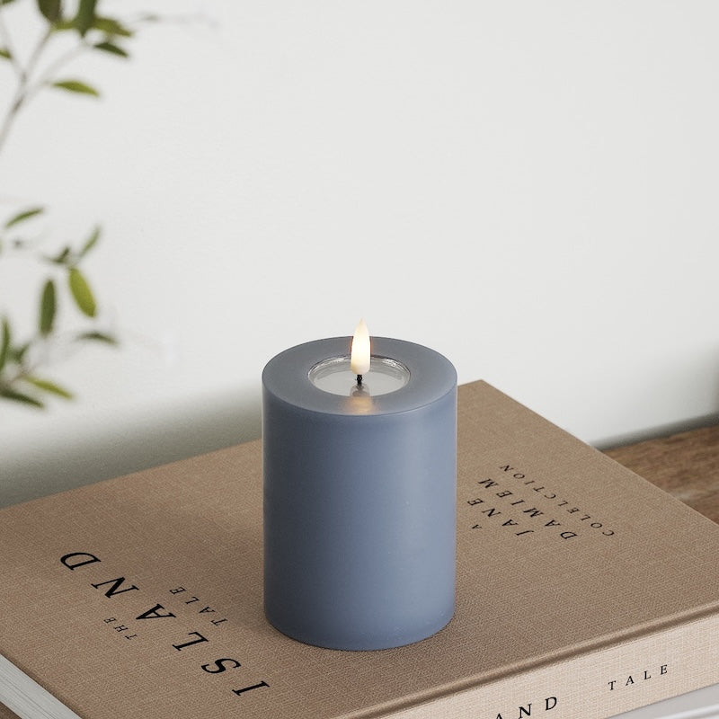 Deluxe Homeart Φωτιστικό μπλοκ LED Ø 7,5 x 10 cm Παγωμένο μπλε