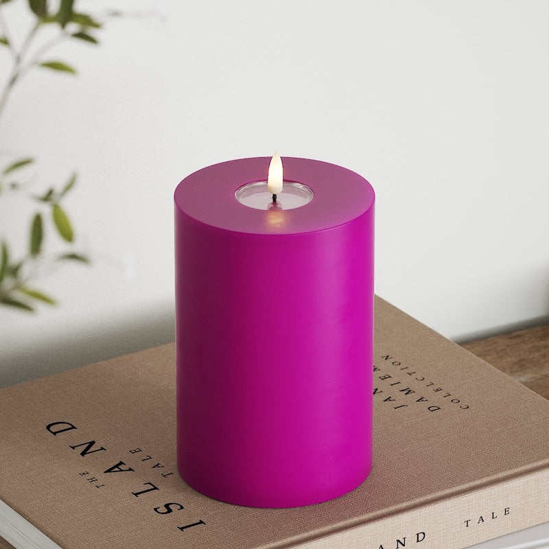 Deluxe Homeart LED Bloklys Ø 10 x 15 cm Violet