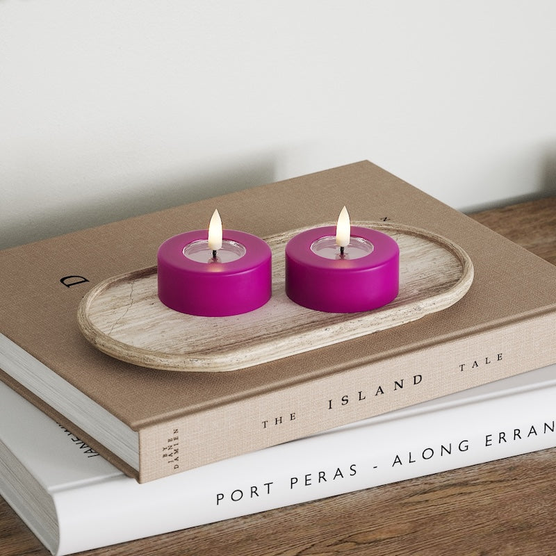 Deluxe Homeart LED Jumbo telys 2 stk. (Stor) Fiolett